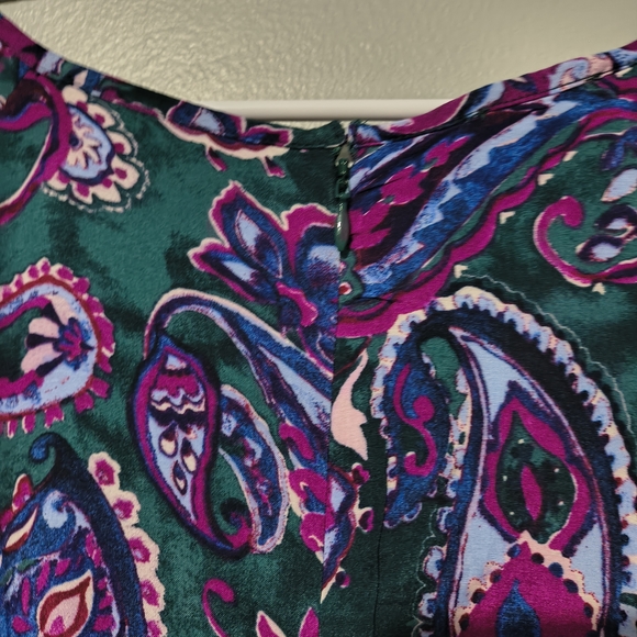 Talbots Purple and Green Paisley Long Sleeve Dress - Picture 6 of 8